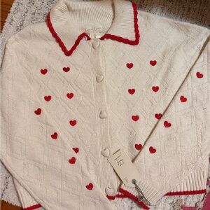 Valentines White and Red Heart Sweater